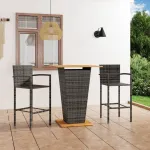 Set mobilier de bar de grădină, 3 piese, gri GartenMobel Dekor