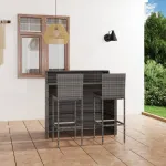 Set mobilier de bar de grădină cu perne, 3 piese, gri GartenMobel Dekor