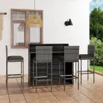 Set mobilier de bar de grădină cu perne, 5 piese, gri GartenMobel Dekor