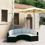 Set mobilier de grădină cu perne, 4 piese, negru, poliratan GartenMobel Dekor