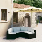 Set mobilier de grădină cu perne, 4 piese, negru, poliratan GartenMobel Dekor