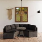 Set mobilier de grădină cu perne, 5 piese, gri, poliratan GartenMobel Dekor