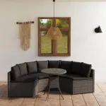 Set mobilier de grădină cu perne, 5 piese, gri, poliratan GartenMobel Dekor