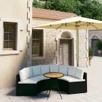 Set mobilier de grădină cu perne, 5 piese, negru, poliratan GartenMobel Dekor