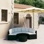 Set mobilier de grădină cu perne, 5 piese, negru, poliratan GartenMobel Dekor