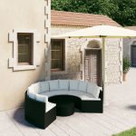 Set mobilier de grădină cu perne, 7 piese, negru, poliratan GartenMobel Dekor