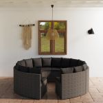 Set mobilier de grădină cu perne, 8 piese, gri, poliratan GartenMobel Dekor