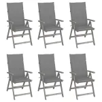 Scaune grădină rabatabile cu perne, 6 buc., lemn masiv acacia GartenMobel Dekor
