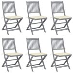 Scaune pliante de exterior cu perne 6 buc. lemn masiv de acacia GartenMobel Dekor