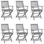 Scaune pliante de exterior cu perne 6 buc. lemn masiv de acacia GartenMobel Dekor