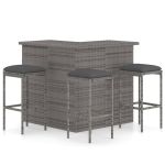 Set mobilier bar de grădină, cu perne, 4 piese, gri, poliratan GartenMobel Dekor