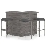 Set mobilier bar de grădină, cu perne, 4 piese, gri, poliratan GartenMobel Dekor