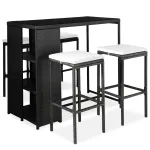 Set mobilier bar de grădină cu perne, 5 piese, negru, poliratan GartenMobel Dekor