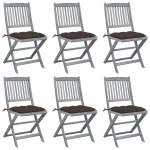 Scaune pliabile de exterior, perne, 6 buc., lemn masiv acacia GartenMobel Dekor