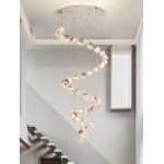 Candelabru LED modern CM526/18 cu cristale, 51W, Ø58,5 cm, înălțime reglabilă, crom