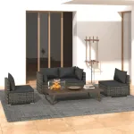 Set mobilier de grădină cu perne, 4 piese, gri, poliratan GartenMobel Dekor