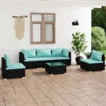 Set mobilier de grădină cu perne, 6 piese, negru, poliratan GartenMobel Dekor