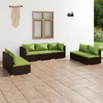 Set mobilier de grădină cu perne, 7 piese, maro, poliratan GartenMobel Dekor