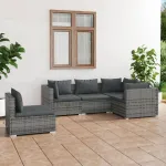 Set mobilier de grădină cu perne, 5 piese, gri, poliratan GartenMobel Dekor