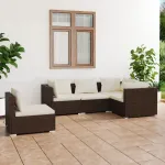 Set mobilier de grădină cu perne, 5 piese, maro, poliratan GartenMobel Dekor