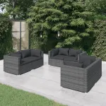 Set mobilier de grădină cu perne, 6 piese, gri, poliratan GartenMobel Dekor