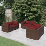 Set mobilier de grădină cu perne, 6 piese, maro, poliratan GartenMobel Dekor