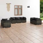 Set mobilier de grădină cu perne, 7 piese, gri, poliratan GartenMobel Dekor
