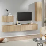 Set dulap TV, 4 piese, stejar sonoma, lemn prelucrat GartenMobel Dekor
