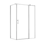 Cabină de duș asimetrică Leziter 80x120 cm, cu ușă batantă, fără tavă