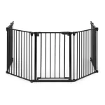Balustradă de siguranță pliabilă pentru copii și animale, 5 panouri, metal negru, 60 cm