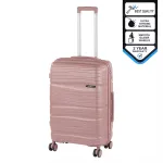 Valiză medie rigidă Leziter TraveLux Voyager 68x45x25 cm, aur roz
