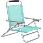 SONGMICS Scaun de plaja portabil cu spatar rabatabil in 4 pozitii, cu cotiere, maxim 150kg, verde Household NewTrend