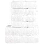 Set de prosoape premium SOLUND, 6 piese, alb, 600 g/m² GartenMobel Dekor
