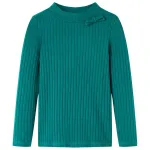 Tricou de copii cu mâneci lungi, tricot cu nervuri, verde închis, 116 GartenMobel Dekor