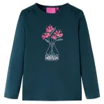 Tricou de copii cu mâneci lungi, verde închis, 116 GartenMobel Dekor