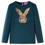 Tricou de copii cu mâneci lungi, verde închis, 128 GartenMobel Dekor