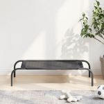 Pat înălţat pentru câini, negru, textilenă, S GartenMobel Dekor