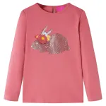 Tricou pentru copii cu mâneci lungi, roz antichizat, 140 GartenMobel Dekor