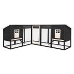 Cușcă iepuri exterior, spațiu de joacă, gri/alb, lemn de brad GartenMobel Dekor