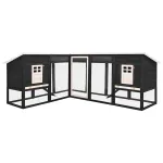 Cușcă iepuri exterior, spațiu de joacă, gri/alb, lemn de brad GartenMobel Dekor