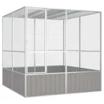 Colivie pentru păsări gri 213,5x217,5x211,5 cm oțel galvanizat GartenMobel Dekor