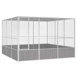 Colivie pentru păsări gri 302,5x324,5x211,5 cm oțel galvanizat GartenMobel Dekor