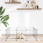 Cușcă pentru animale de companie cu 12 panouri și ușă, neagră, 35x35 cm, oțel GartenMobel Dekor