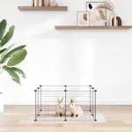 Cușcă pentru animale de companie cu 8 panouri, neagră, 35x35 cm, oțel GartenMobel Dekor