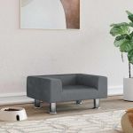 Pat de câini, gri închis, 50x40x26,5 cm, catifea GartenMobel Dekor