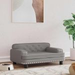 Pat de câini, gri, 70x45x30 cm, piele ecologică GartenMobel Dekor