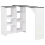 Masă de bar cu raft mobil, alb, 138x39x110 cm GartenMobel Dekor
