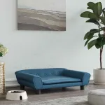 Pat de câini, albastru, 70x48x22 cm, catifea GartenMobel Dekor