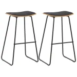 Scaune de bar, 2 buc., negru, piele ecologică GartenMobel Dekor