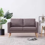 Canapea cu 2 locuri, gri taupe, material textil GartenMobel Dekor